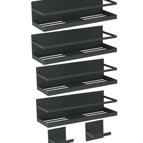 Magnetic Spice Rack for Refrigerator Magnetic Fridge Shelf for Kitchen Spice Organizer Magnetic Shelf for Fridge Space Saving Black 4 Pack with Magnetic Paper Towel Holder