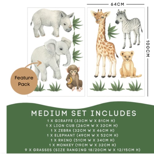 Baby Safari Animal Wall Decals for Nursery – Tiny Walls