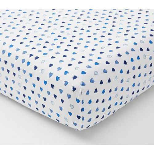 Organic Roller Rabbit Multi Hearts Crib Sheet , Blue