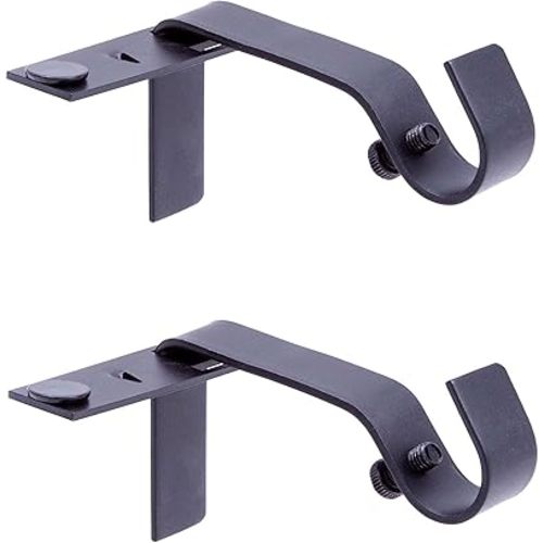 Kenney Fast Fit 5/8" No Measure Curtain Rod Brackets, Matte Black