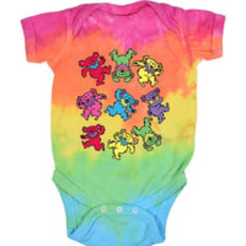 Grateful Dead - Spiral Dancing Bears Tie Dye Baby Onesie