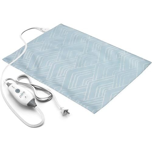 Pure Enrichment PureRelief Express Designer Series Electric Heating Pad - 12” x 15” Fast-Heating with 4 Heat Settings, Machine-Washable Fabric, & 2-Hour Auto Safety Shut-Off - Cerulean Diamond