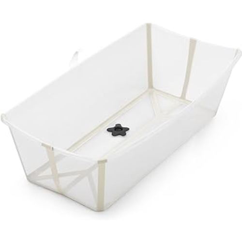 Stokke Flexi Bath X-Large, Sandy Beige - 31.5 x 15.7 x 9.4 in - Best for Infants & Toddlers - Lightweight, Foldable & Easy to Store - Convenient to Use at Home or Traveling