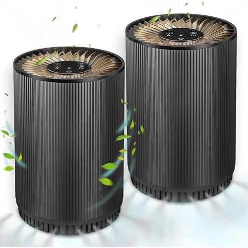 2 Pack Druiap Air Purifiers for Home Bedroom up to 690ft², H13 True HEPA Filter Air Cleaner Purify 99.97% Micron Particles/Bad Air/Smoke/Pet Dander/for Office, Dorm, Apartment, Kitchen (KJ80 Black)