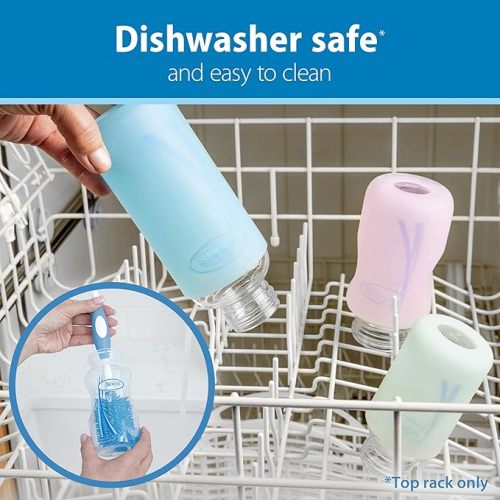 Dr. Brown's Natural Flow Anti-Colic Options+ Wide-Neck Glass Baby Bottles 9 oz/270 mL, with Level 1 Slow Flow Nipple, 3 Pack, 0m+