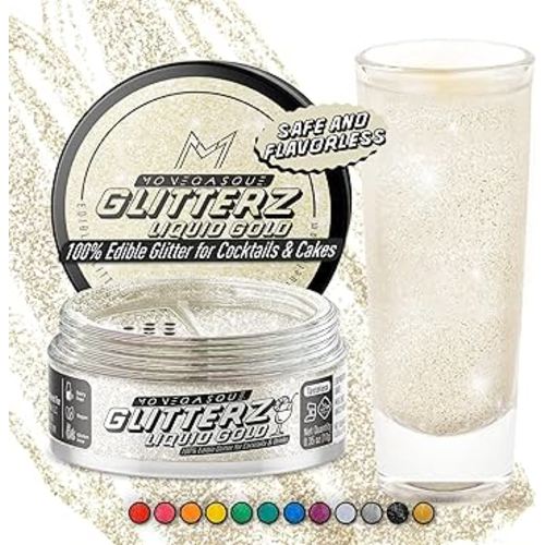 MONÉGASQUE Gold Iridescent Edible Glitter for Cocktails 10g - Edible Drink Glitter for Cocktails - Gold Edible Glitter for Drinks - Gold Edible Glitter for Cocktails - Edible Gold Glitter for Cakes