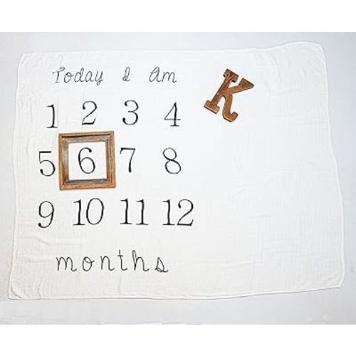 Baby Milestone Blanket - 52 x 48 - Makes Unique Photo Props for Babies - Extra Large Monthly Age Blankets Create Personalized Photography for Each Month - Perfect for Expecting Moms