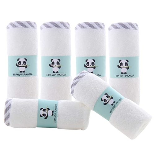 Hypoallergenic Bamboo Baby Washcloths - 2 Layer Ultra Soft Absorbent Bamboo Towel - Newborn Bath & Face Towel - Washcloths for Delicate Skin - Boy Girl Shower Gift (Gray Stripe, 6 Pack)