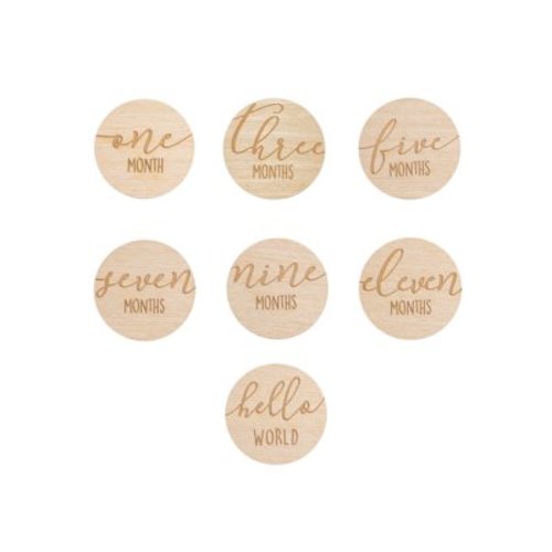 Pearhead Baby Wooden Monthly Milestone Double-Sided Props, Numbers 1-12, Gender Neutral, Beige