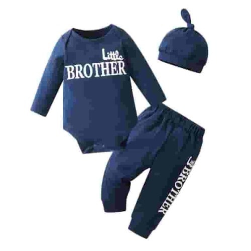 Newborn Infant Baby Boy Clothes Long Sleeve Romper Pants Headband Hat Outfits Set ( 3-6 Months, Blue)