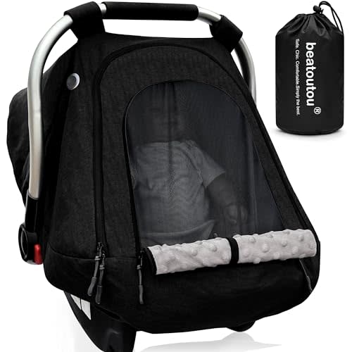 Baby Car Seat Cover for Babies,Patented Waterproof Baby Car Seat Cover for Boys & Girls,Infant Car Seat Cover Canopy for Girls,Windproof Car Seat Canopy for Boys, Keeps Babies Warm and Cozy (Black)