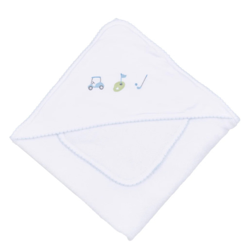 Tiny Tee Time Embroidered Towel Set - Light Blue