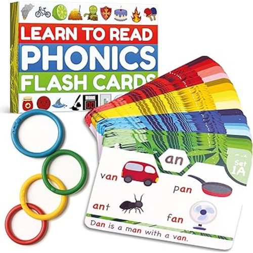 Phonics Flash Cards - Learn to Read in 20 Stages - Digraphs CVC Blends Long Vowel Sounds - Games for Kids Ages 4-8 Kindergarten First Second Grade Homeschool Educational Study Activity