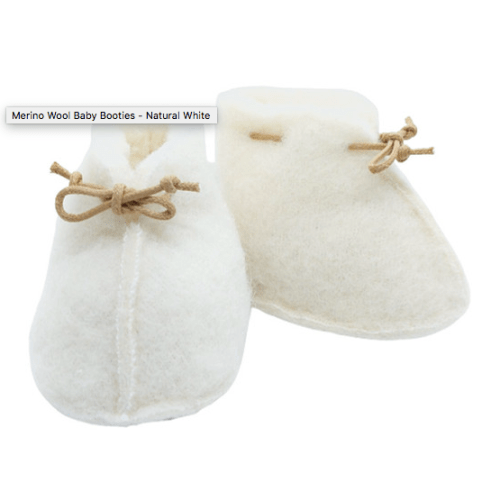 Merino Wool Baby Booties - Natural White