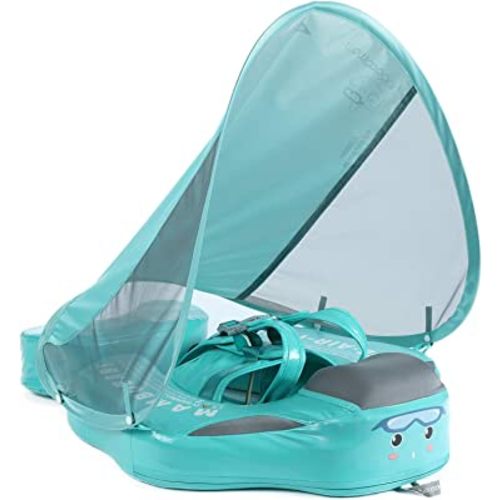 Mambobaby Float Add Tail Newest Baby/Infant Swim Float with Canopy, Non-Inflatable Solid Upgrade Soft Waterproof Skin-Friendly Leather Material (Deluxe Edition)