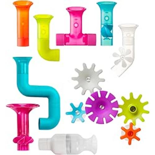 Boon Bundle Baby and Toddler Bath Toys - Includes Boon Pipes, Cogs, and Tubes Bathtub Toys - Toddler Sensory Toys - Multicolored - 13 Count - Ages 12 Months and Up