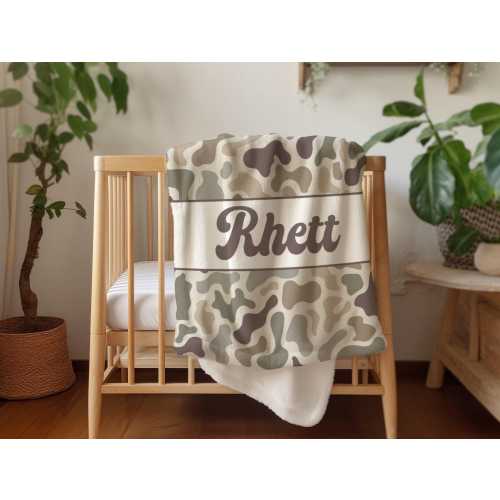 hunting blanket custom name blanket camo blanket personalized hunting gift for newborn fisherman gift rustic outdoor blanket for toddler boy