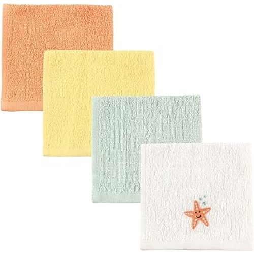 Luvable Friends Unisex Baby Super Soft Cotton Washcloths, Starfish, One Size