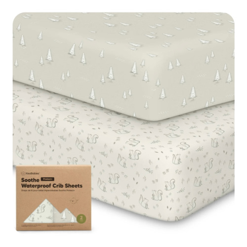2-Pack Soothe [Protect+] Waterproof Crib Sheets Pine Grove
