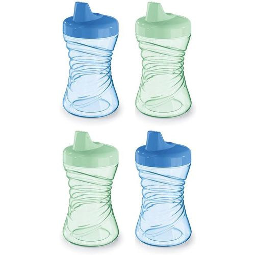 NUK Fun Grips Hard Spout Sippy Cup, 10 oz. | Easy to Hold, BPA Free, Spill Proof Toddler Cup, 4pk - 4 Pack - Blue/Green