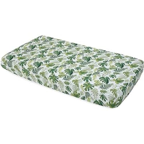 Little Unicorn Tropical Leaf Fitted Crib Sheet | 100% Cotton Muslin | Super Soft | Sized for Standard Baby Crib & Toddler Mattress | Machine Washable | 52” x 28” x 9”