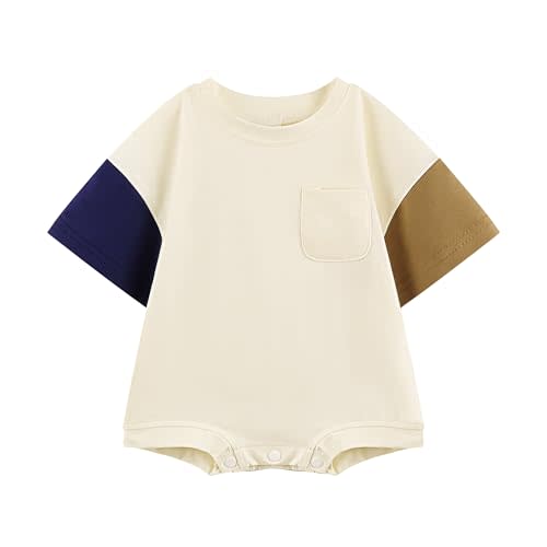 Bafeicao Baby Boy Girl Bubble Romper Color Block Short Sleeve T Shirt Newborn Summer Bodysuit