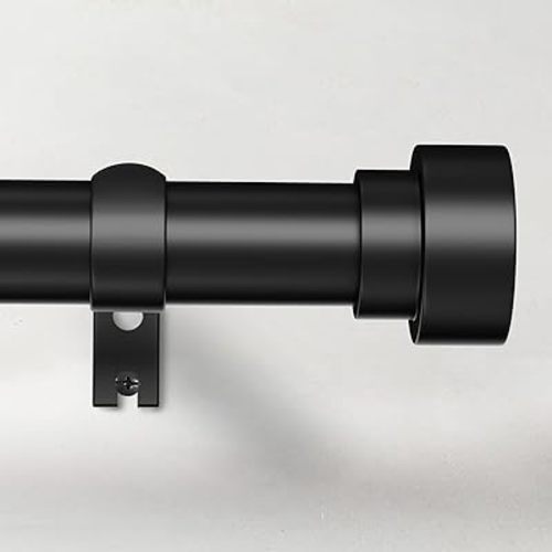 Curtain Rods for Windows 66 to 120, 1 Inch Adjustable Black Curtain Rod, Heavy Duty Long Window Drapery Rods with End Caps, Modern Style Indoor Outdoor Curtain Rods for Patio Bedroom, Size 32"-120"
