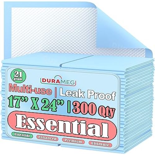 Chucks Pads Disposable [300-Pads] Underpads 17x24 Incontinence Chux Pads Absorbent Fluff Protective Bed Pads, Pee Pads for Babies, Kids, Adults & Elderly | Puppy Pads Large for Training Leak Proof