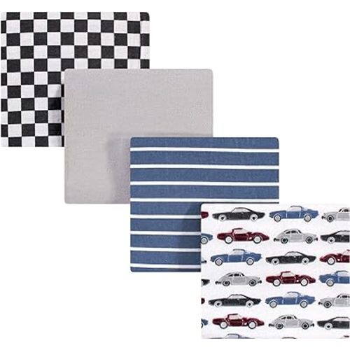 Hudson Baby Unisex Baby Cotton Flannel Receiving Blankets, Vintage Cars, One Size