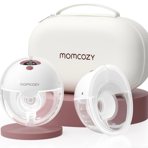 Momcozy Breast Pump Hands Free M5, Wearable Breast Pump of Baby Mouth Double-Sealed Flange with 3 Modes & 9 Levels, Electric Breast Pump Portable - 24mm, 2 Pack Cozy Red