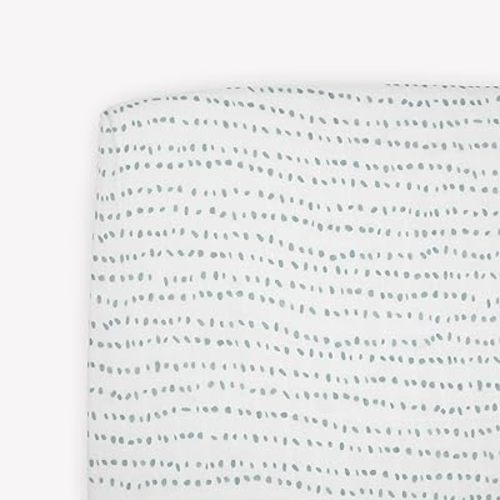 Little Unicorn Premium Crib Sheet | Breathable & Super-Soft Muslin Fabric (Stone Stripe)