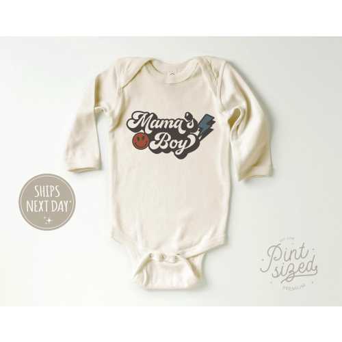 Mama's Boy Baby Onesie® - Cute Boys Bodysuit - Retro Natural Onesie®