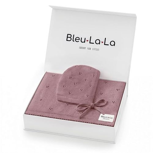 Baby Gift Set - Organic Cotton Newborn Blanket Essentials, Newborn Gift, Baby Girl Gift Basket (Pointelle - Sugar Plum)