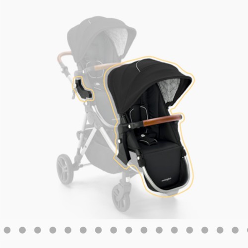 Mockingbird 2nd Seat Kit 2.0 - Black/Windowpane Canopy With Penny Leather | Babylist Shop