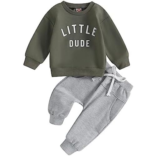 Engofs 2Pcs Toddler Baby Boy Girl Sweatshirt Tops Pants Set Long Sleeve Sweatsuit Fall Winter Outfits