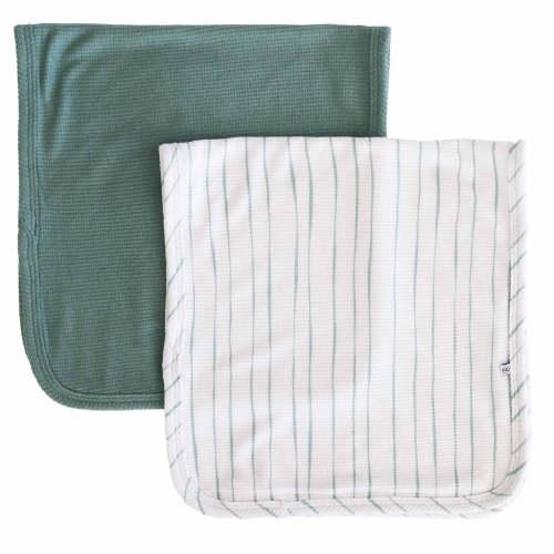 Sage's Stripes Waffle Bamboo 2pc Burp Cloth Set