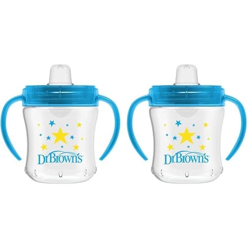 Dr. Brown's Polypropylene (PP) Transition Sippy Cup with Soft Spout - Blue - 6oz - 6m+ (Pack of 2)