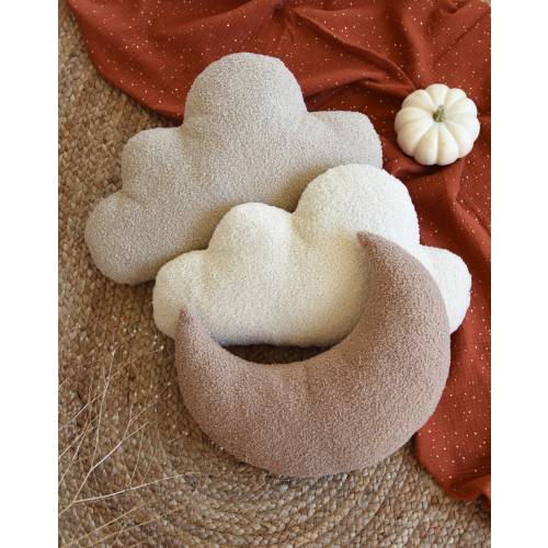 Teddy Boucle Cloud Cushion | Boucle Cushion | Cream Sherpa Pillow | Boucle Cloud Pillow | Cream Moon Shaped Pillow | Boucle moon and cloud