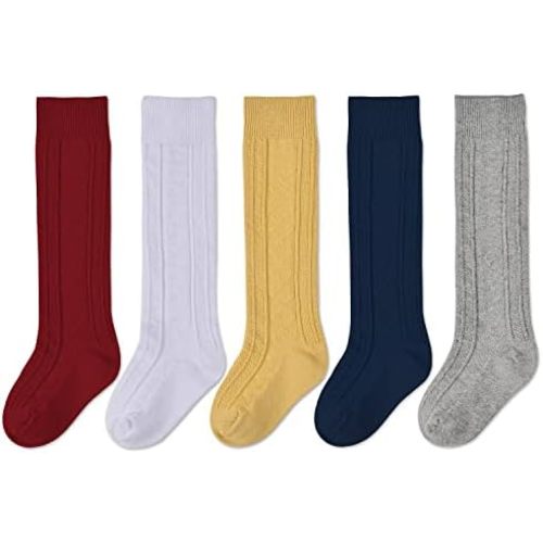 EPEIUS Baby Girls Boys Uniform Knee High Socks Tube Ruffled Stockings Infants and Toddlers (Pack of 3/5)