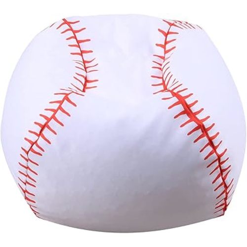 LMYOVE Stuffed Animal Storage Bean Bag Chair Cover for Kids, Organizing Plush Toys for Girls and Boys (26'', Baseball)
