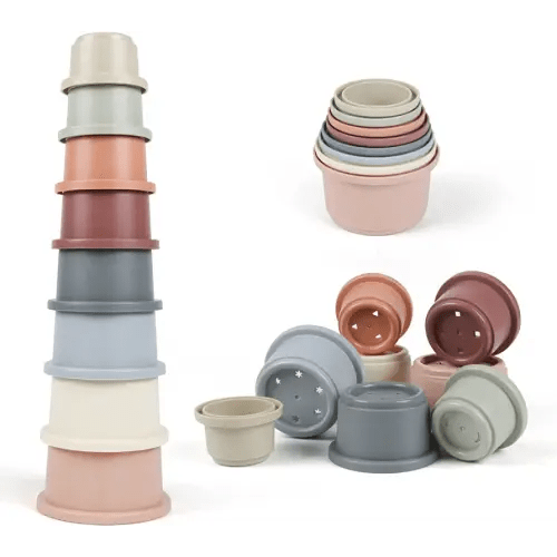Baby Stacking Cups Bath Toy for Toddlers 1-3,8PCS Stackable Nesting Cups Water Pool Tub Toy for 6-12 Months Infant,Early Educational Develop Montessori Gift for 2-4 Years Old Boys Girls