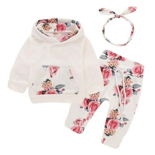 Durtebeua Baby Girl Clothes Toddler Girl Outfits Shirt Pants Cute Infant Outfit Set Baby Girl Fall Winter Clothes Z07-White,0-3 Months
