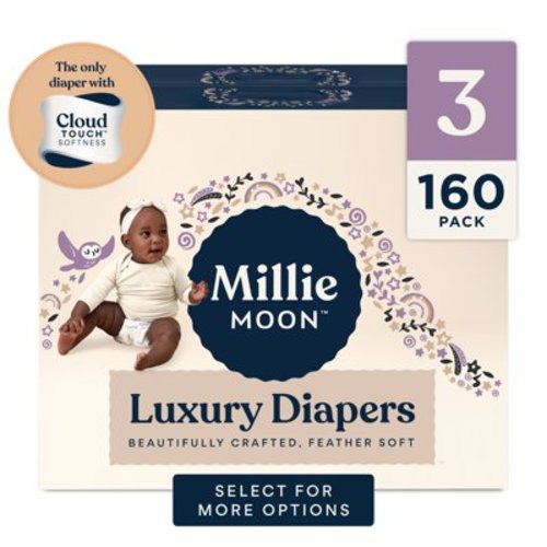 (2 pack) Millie Moon Luxury Diapers, Size 3, 80 Count (Select for More Options)