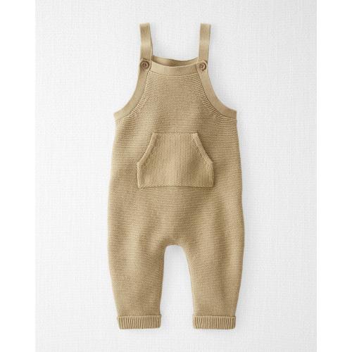 Baby Organic Cotton Sweater Knit Overalls - Style,Camp Khaki