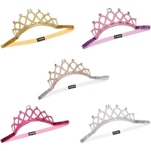 Baby Girl Rhinestone Crown Headbands Toddler Princess Tiara Crown Headband Set Hair Accessories for Birthday Party Shower Photograph