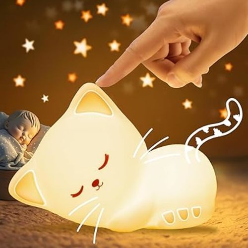 Mubarek Toys for Girls,16 Colors Squishy Toys for Kids,Dimmable Gifts for Girls,Soft Silicone Kawaii Room Decor,Rechargeable Night Light for Kids,Cat Decor Gifts for Cat Lovers