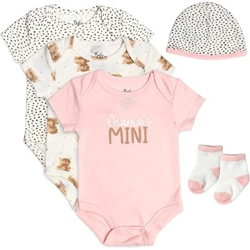Baby Essentials Baby Girls 5 Piece Bodysuit Set