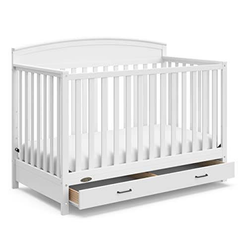 Graco Benton 5-in-1 Convertible Crib with Drawer (White) - Converts from Baby Crib to Toddler Bed, Daybed and Full-Size Bed, Fits Standard Full-Size Crib Mattress, Adjustable Mattress Support Base