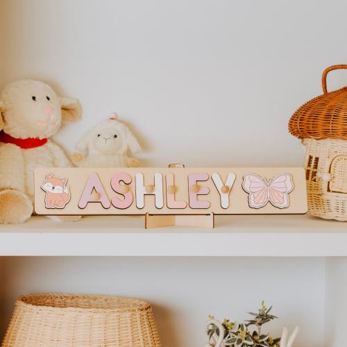 Personalized Name Puzzle With Pegs, Baby First Christmas Gifts, Wooden Toys, Baby Shower Gift for Kids, Custom Wood Name Puzzle