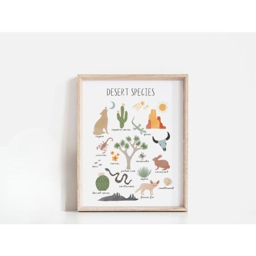 Boho Desert Print, Cactus Nursery Decor, Southwestern Wall Art, Desert Species Poster, Adventure Room Decor, Digital Download